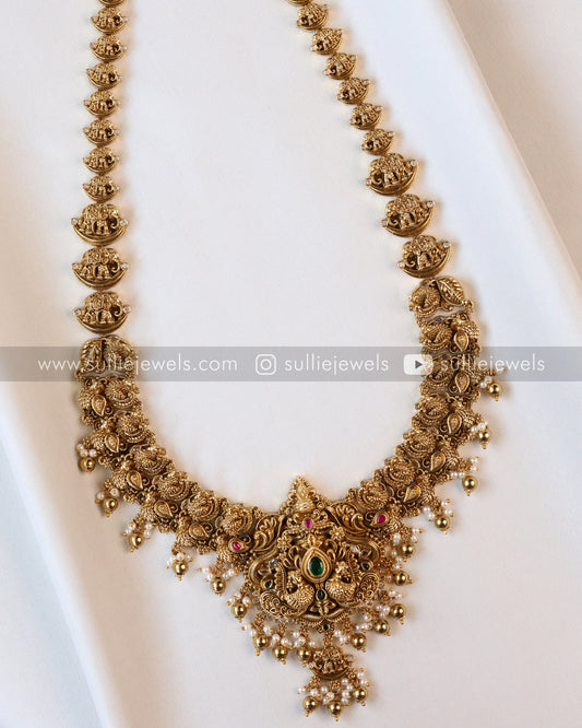 No Idol - Premium 3D Peacock Design Haaram / Long Chain with Jhumka