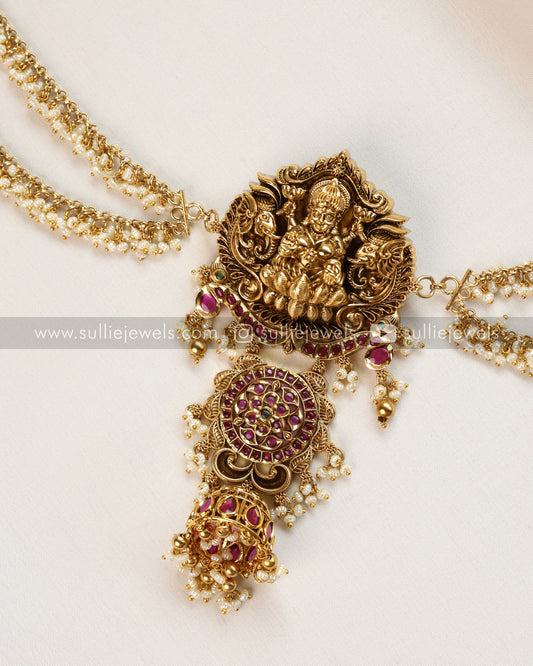 Lakshmi Hair Brooch with 2 Layer Pearl Maatti
