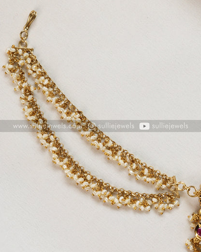 Lakshmi Hair Brooch with 2 Layer Pearl Maatti