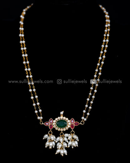 Rice Pearls Pendant with Pearl Chain Set