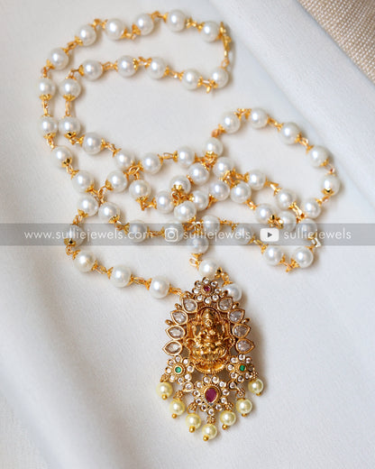 Lakshmi Pendant with Pearl Chain Set