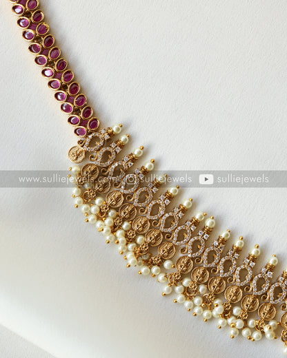 Lakshmi Gold Stone Haram with Earrings