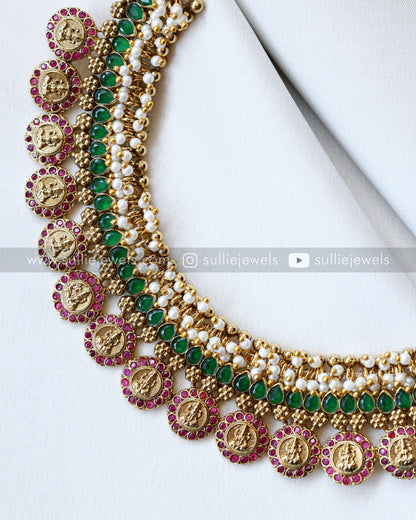 Premium Lakshmi Coin Guttapusalu Necklace with Jhumkas