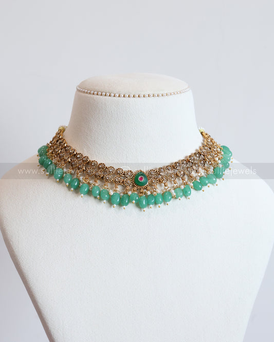 3797 -  Sullie Basic - Mint Beads Statement Necklace with Earring