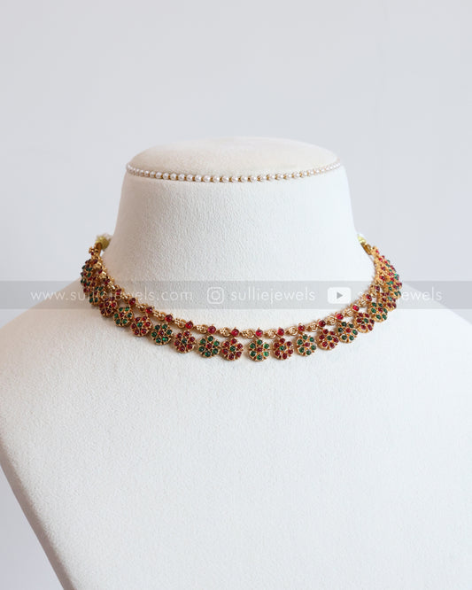 3799 - Sullie Basic - Multicolour Floral Necklace with Stud