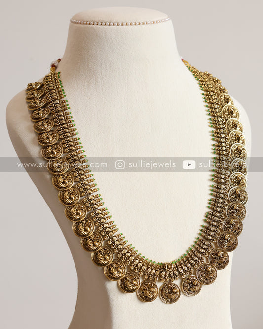 No Idol - Peacock Premium Heavy Coin Long chain / Haaram with Stud