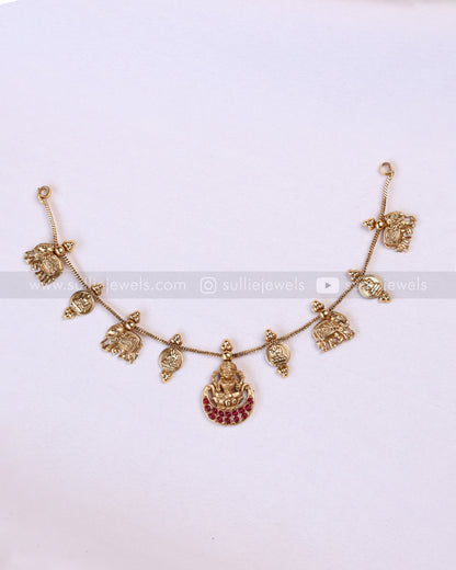 3945 - Sullie Basic Ruby Lakshmi Elephant Coin Minimal Necklace with Stud