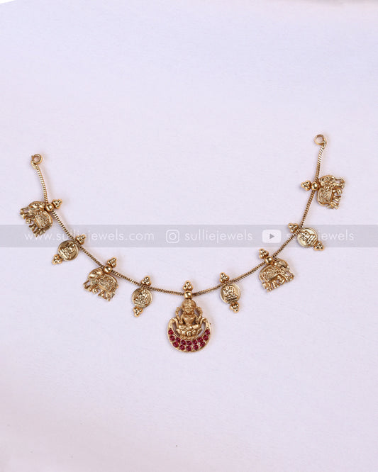 3945 - Sullie Basic Ruby Lakshmi Elephant Coin Minimal Necklace with Stud