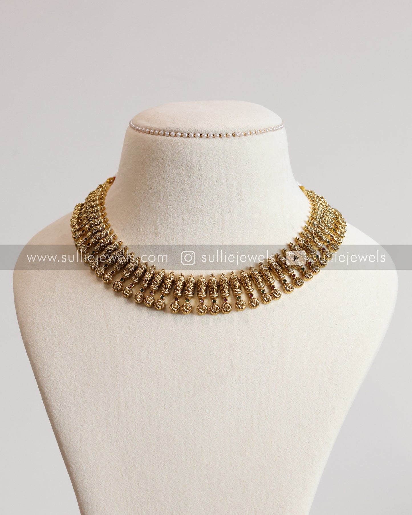 No Idol Gold Tube Design Necklace with Earring