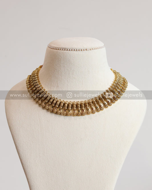 No Idol Gold Tube Design Necklace with Earring