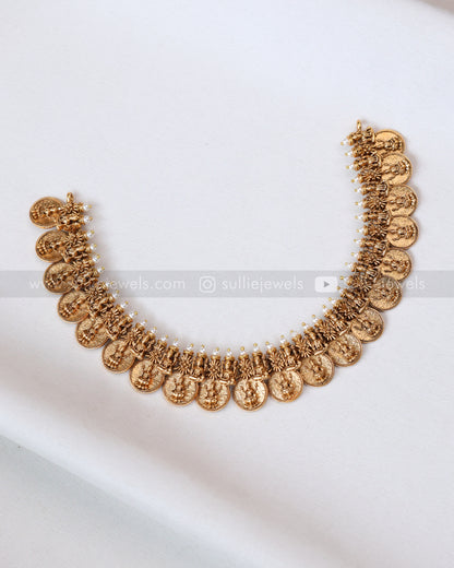 3802 - Sullie Basic - Lakshmi Gold Coin Pearl Necklace with Stud