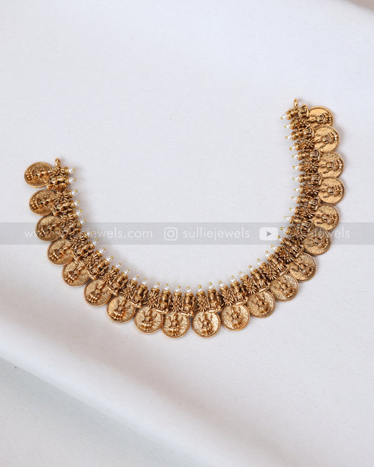 3802 - Sullie Basic - Lakshmi Gold Coin Pearl Necklace with Stud
