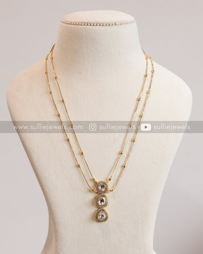 Kundan Polki Minimal Pendant with Earrings