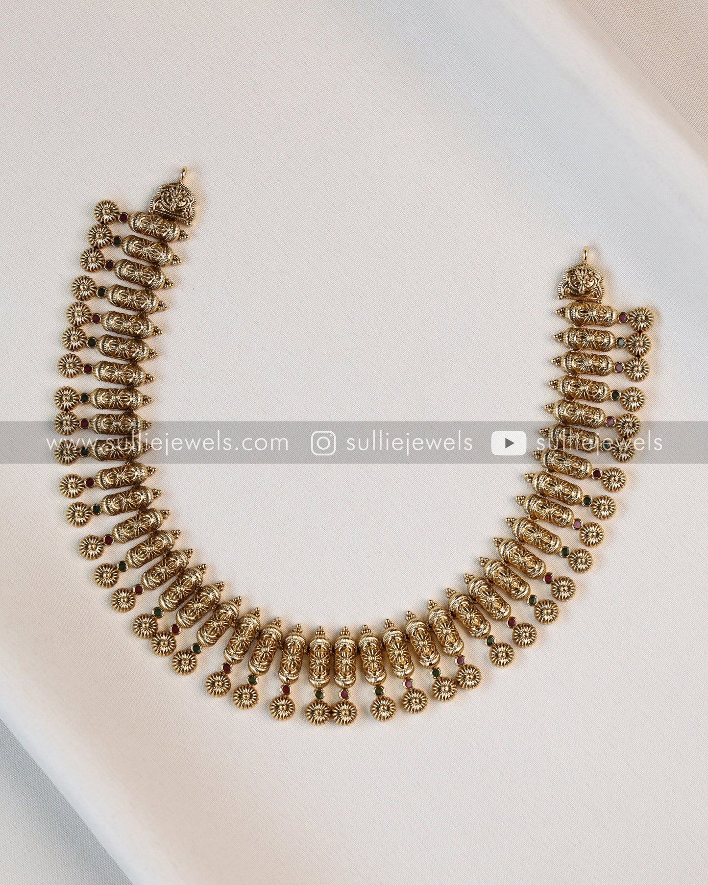 No Idol Gold Tube Design Necklace with Earring