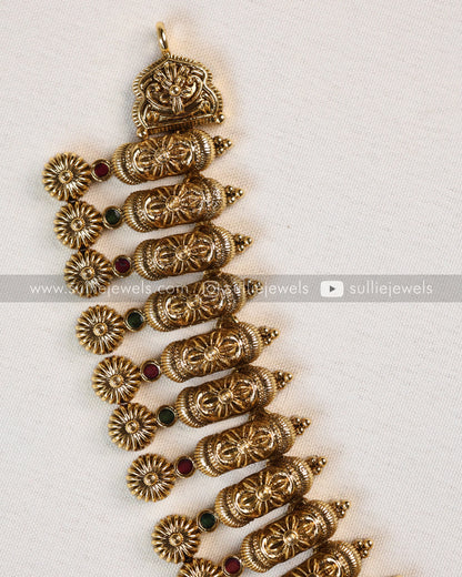 No Idol Gold Tube Design Necklace with Earring