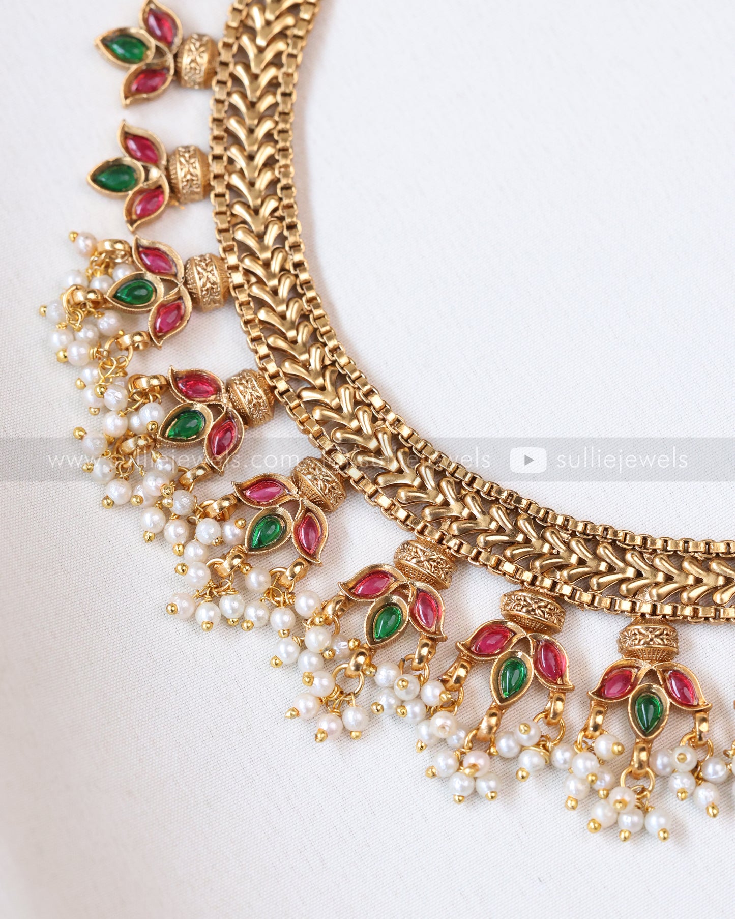 3801 - Sullie Basic - Lotus Pearl Box Chain Necklace with Stud