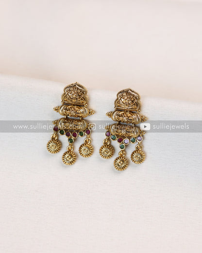 No Idol Gold Tube Design Necklace with Earring