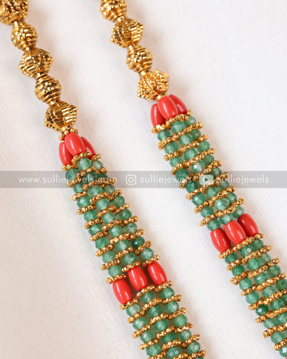 Sullie Basic - Lakshmi Pendant with Green & Coral Beads