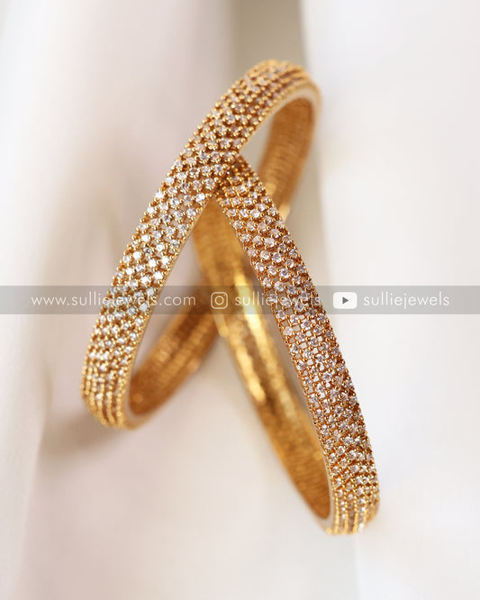 AD Stones in Gold Finish Bangle - Set of 2