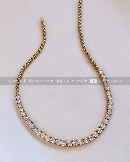 Diamond Single Line Necklace & Earring