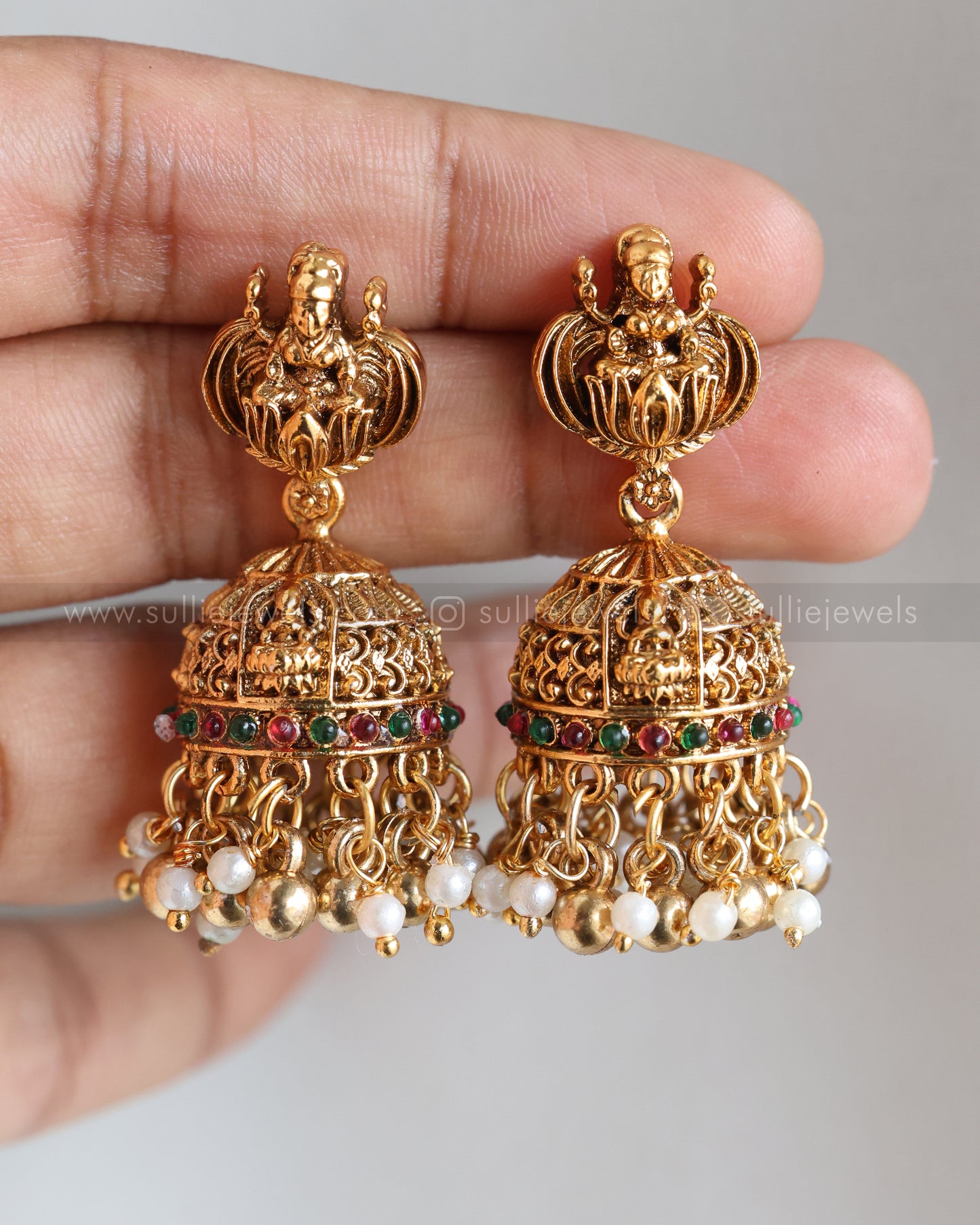 3803 - Sullie Basic - Lakshmi Peacock Detailed Pendant Necklace with Jhumka