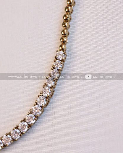 Diamond Single Line Necklace & Earring