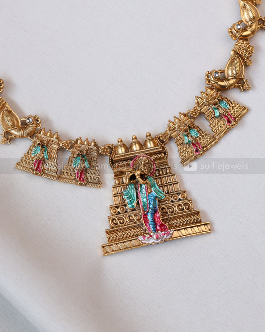 3805 - Sullie Basic - Meenakari Temple Krishna Necklace with Stud