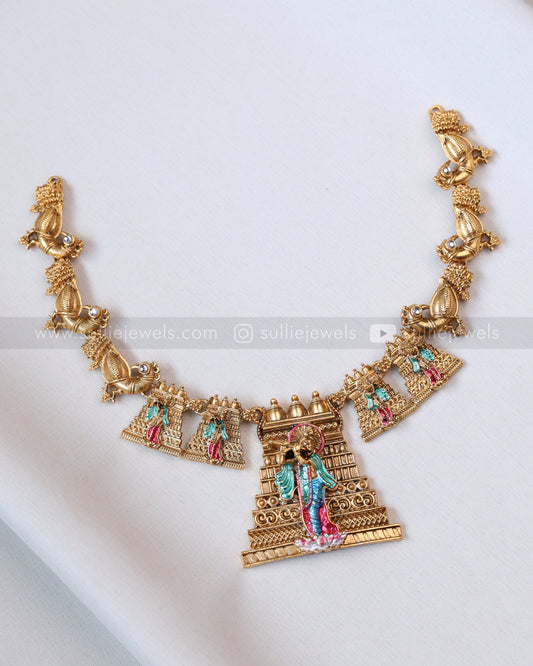 3805 - Sullie Basic - Meenakari Temple Krishna Necklace with Stud
