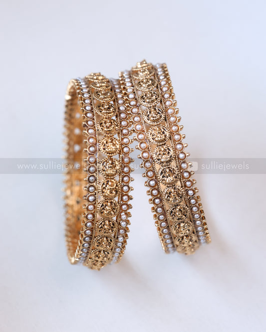 Sullie Basic - Lakshmi Coin Pearl Bangle - Set of 2