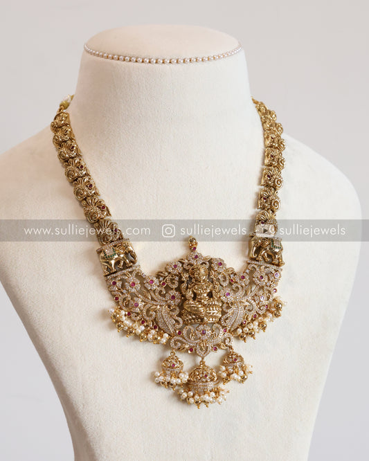 Goddess Stone & Gold Lakshmi Steady Necklace with Jhumka