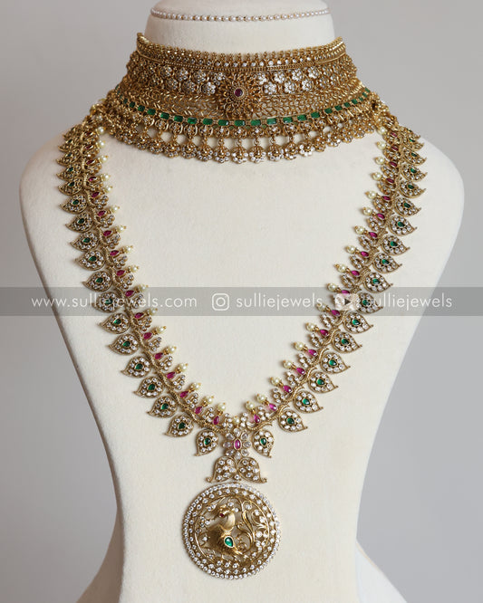 No Idol Premium Stone Peacock & Floral Bridal Combo ( 4 piece )