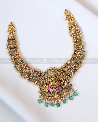 3806 - Sullie Basic - Peacock Kemp Lakshmi Mango Necklace with Earring - Mint Beads