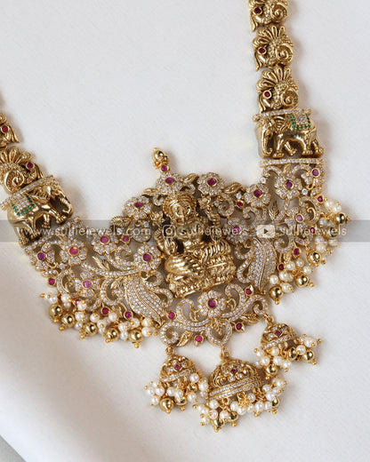 Goddess Stone & Gold Lakshmi Steady Necklace with Jhumka