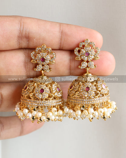 Goddess Stone & Gold Lakshmi Steady Necklace with Jhumka