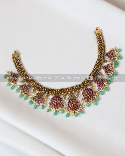 No Idol - Premium Kemp Design Necklace with Earring - Mint Beads