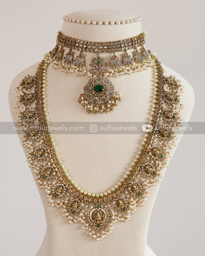 Premium Emerald Stone Guttapusalu Bridal Combo ( 3 piece )