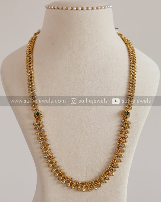 Green Stone Gold Minimal Long Chain with Stud