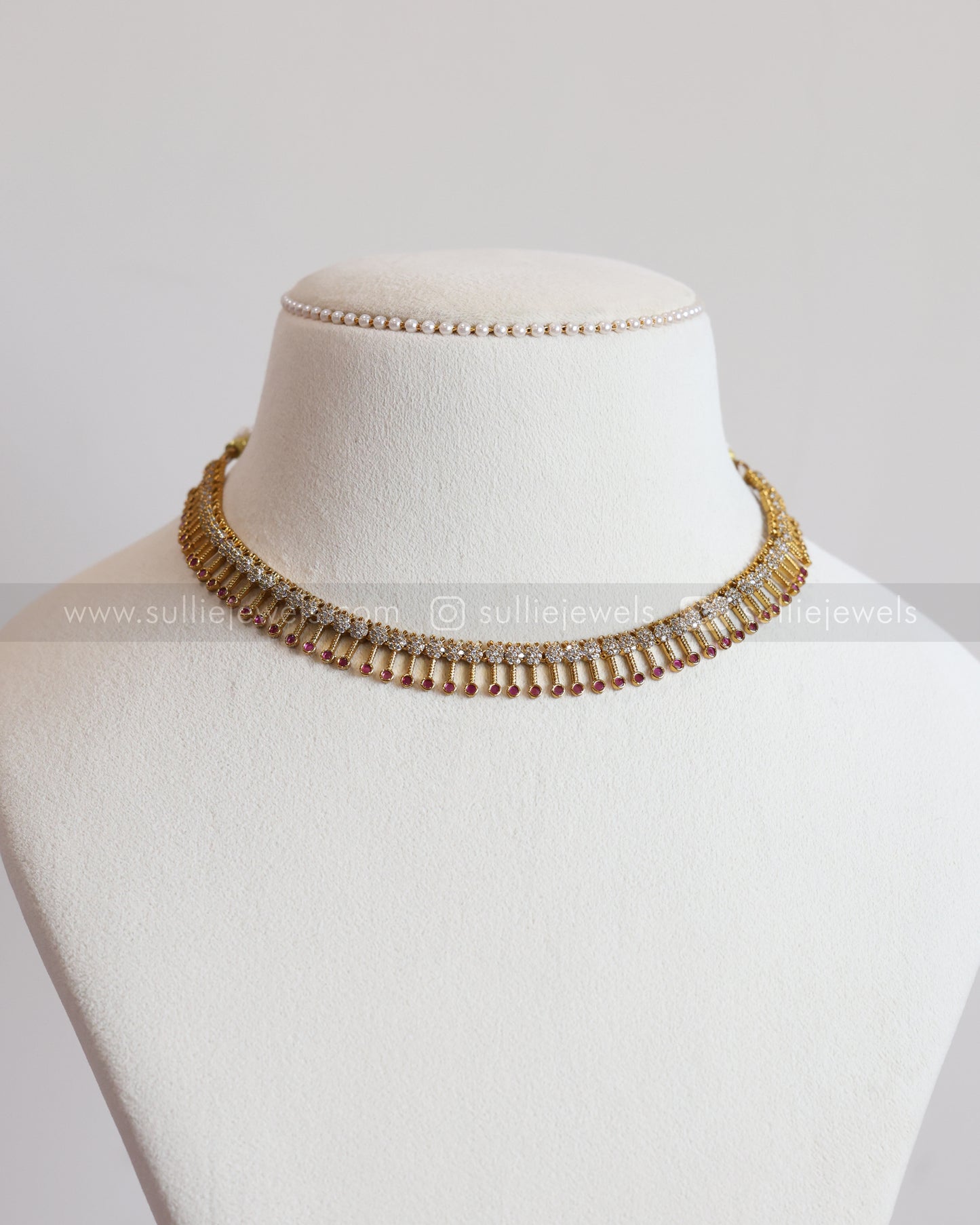 Diamond Minimal Spike Necklace with Stud - 3 colours