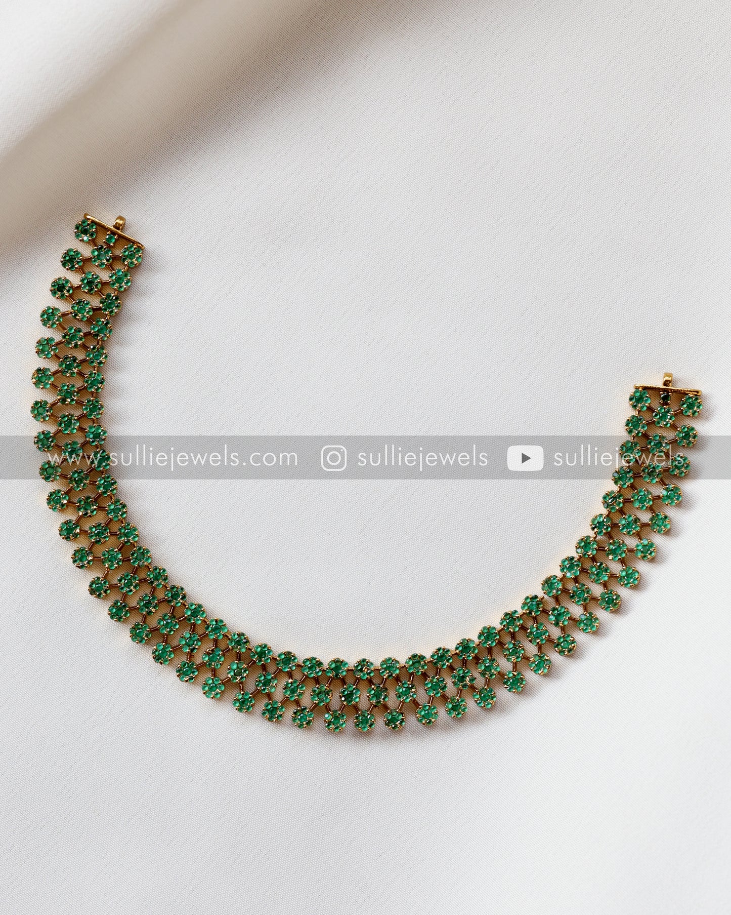 3 Layer Green Necklace with Earring