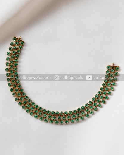 3 Layer Green Necklace with Earring