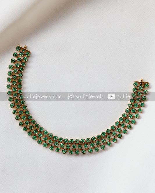 3 Layer Green Necklace with Earring