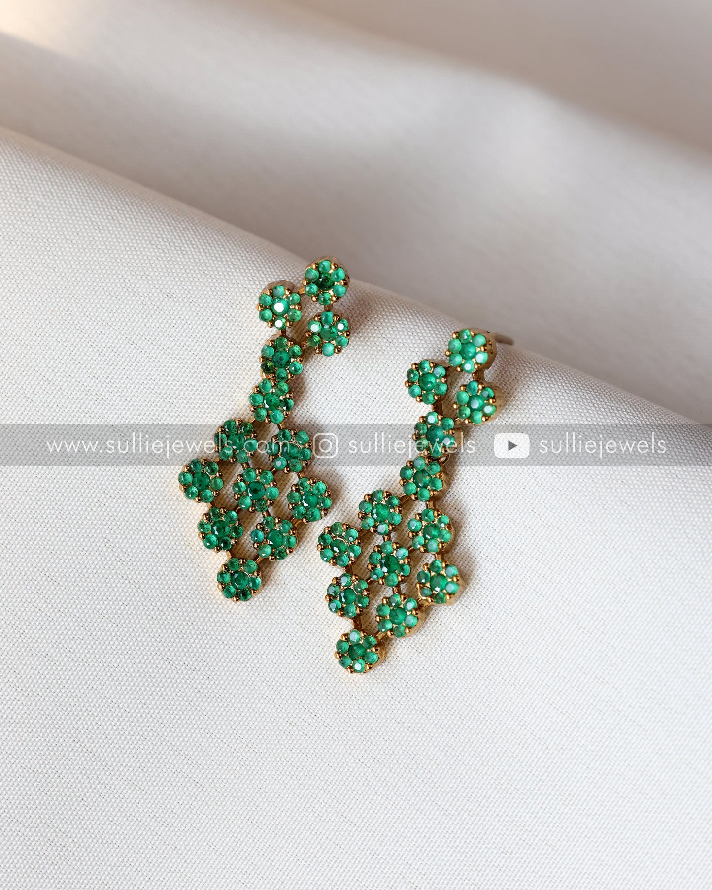 3 Layer Green Necklace with Earring