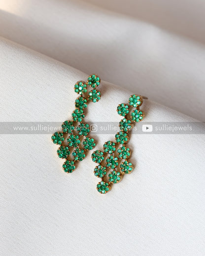 3 Layer Green Necklace with Earring