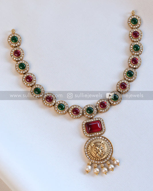 Red & Green Jaguar Necklace with Earring
