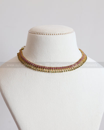 Diamond Minimal Spike Necklace with Stud - 3 colours