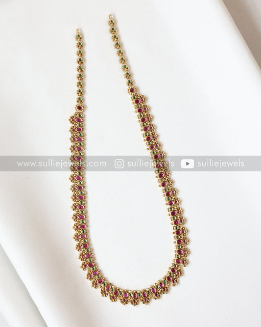 Ruby Gold Stone Long Chain with Stud