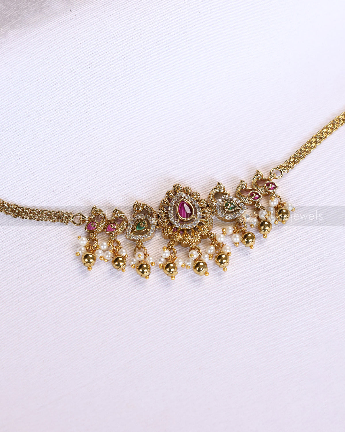 2159 - Peacock Design AD Choker with Jhumka