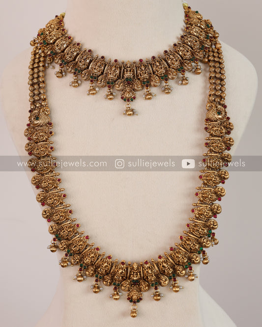Sullie Basic - Multicolour Lakshmi Gold Beads Bridal Combo with Jhumka ( 3 piece )
