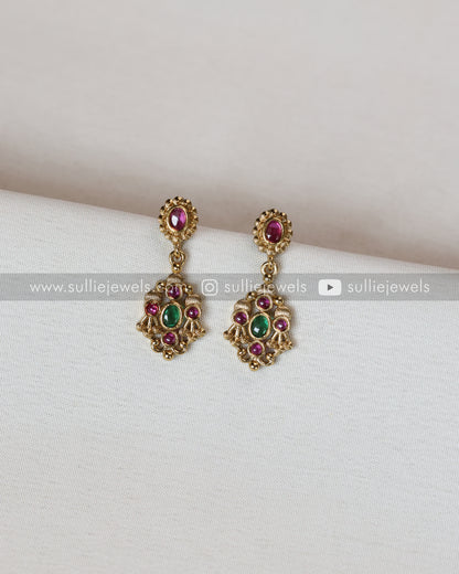 Ruby Gold Stone Long Chain with Stud