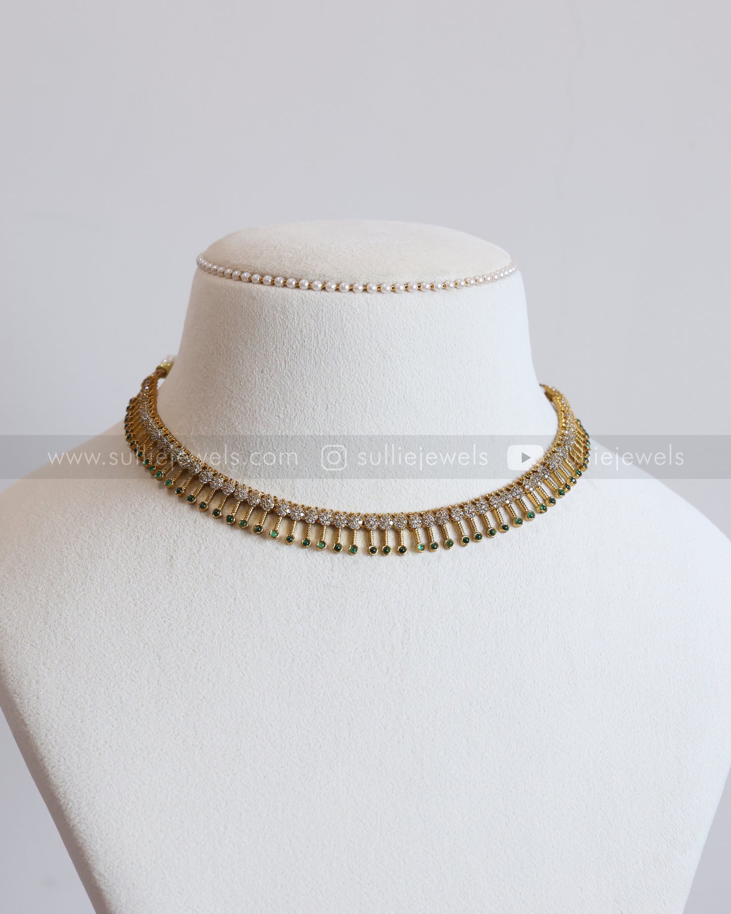 Diamond Minimal Spike Necklace with Stud - 3 colours
